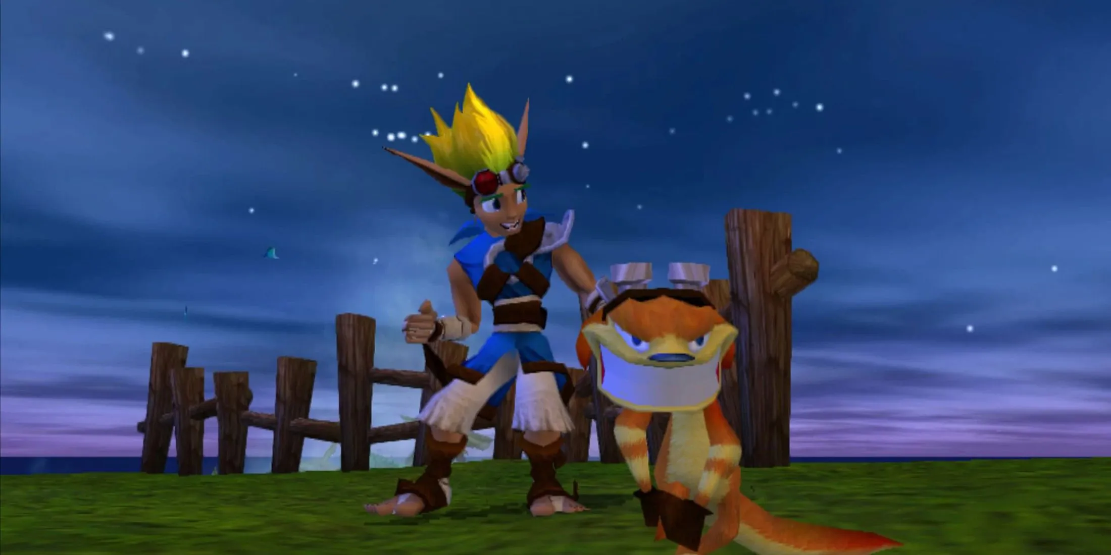 Hình ảnh nhân vật Jak và Daxter đang mỉm cười từ game Jak and Daxter: The Precursor Legacy