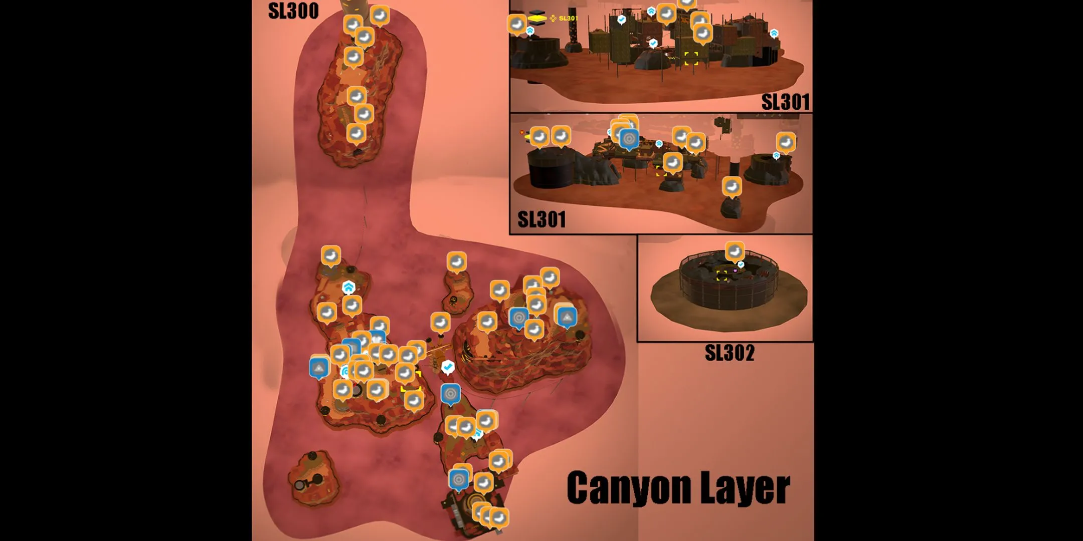 Hình ảnh tổng quan về Canyon Layer trong Donkey Kong Bananza, bản đồ khu vực hẻm núi
