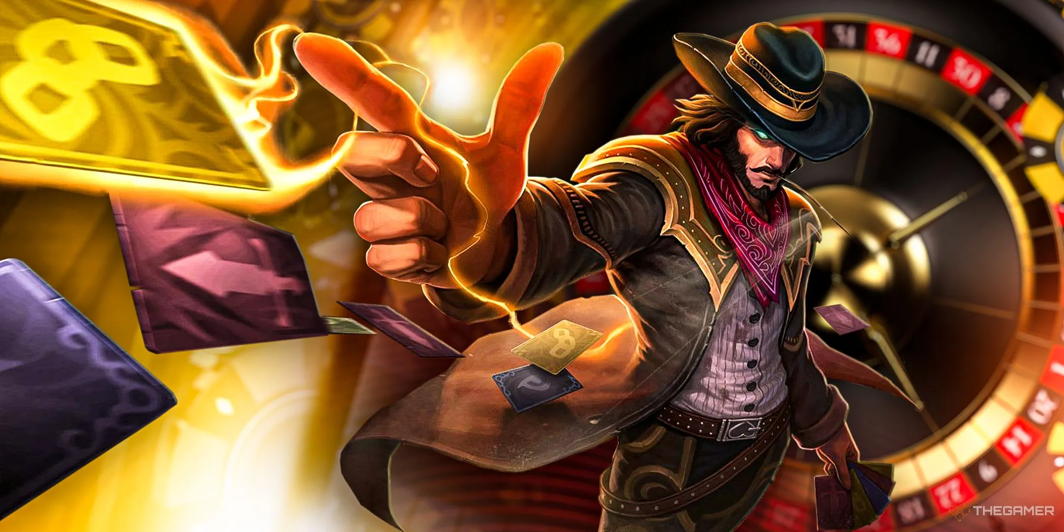 Hình ảnh Twisted Fate trong skin High Noon, minh họa cho vật phẩm game có thể mua bằng giao dịch ingame.
