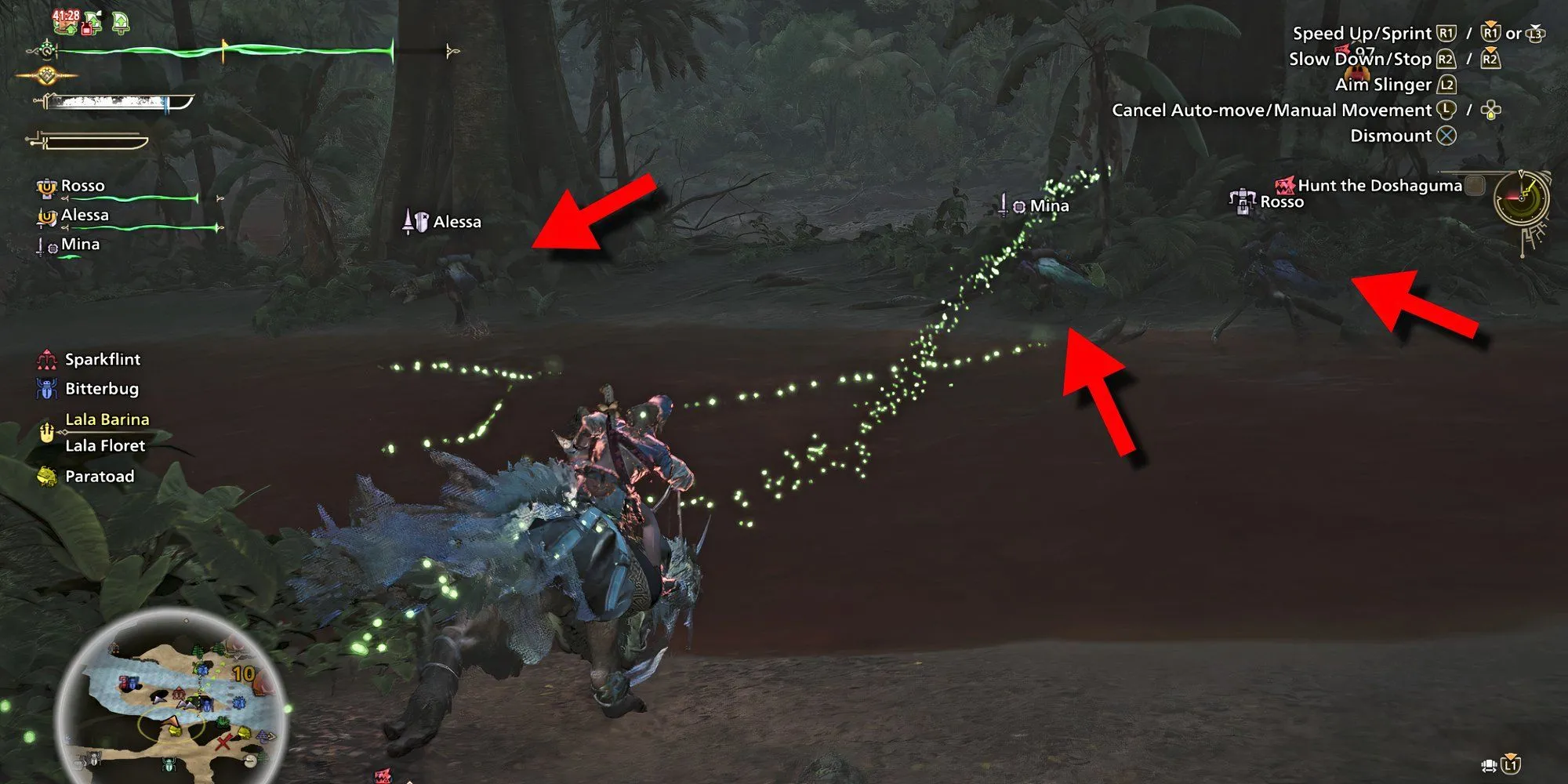 Hunter và các Support Hunter chiến đấu cùng nhau trong Monster Hunter Wilds