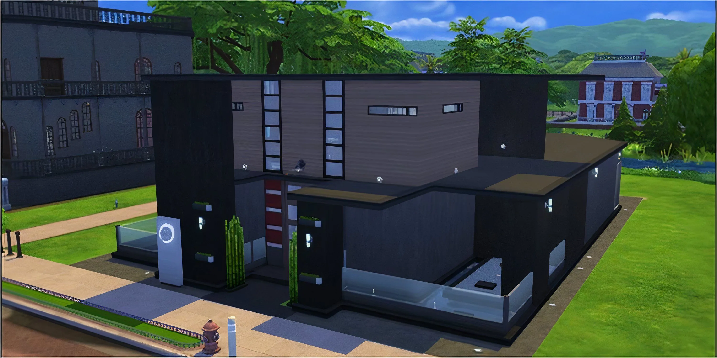 Khu spa Perfect Balance Spa trong The Sims 4 với bể ngâm bùn và không gian thư giãn.