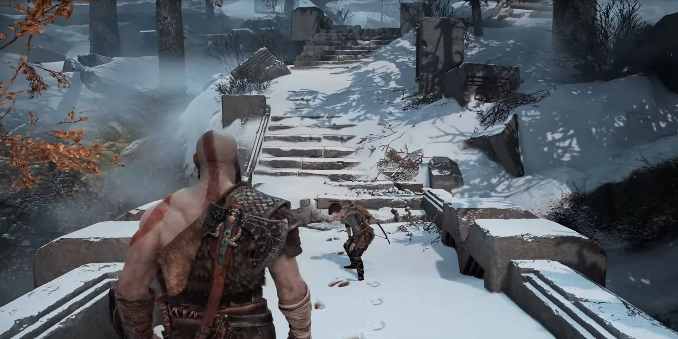 Kratos và Atreus đi săn trong God of War 2018