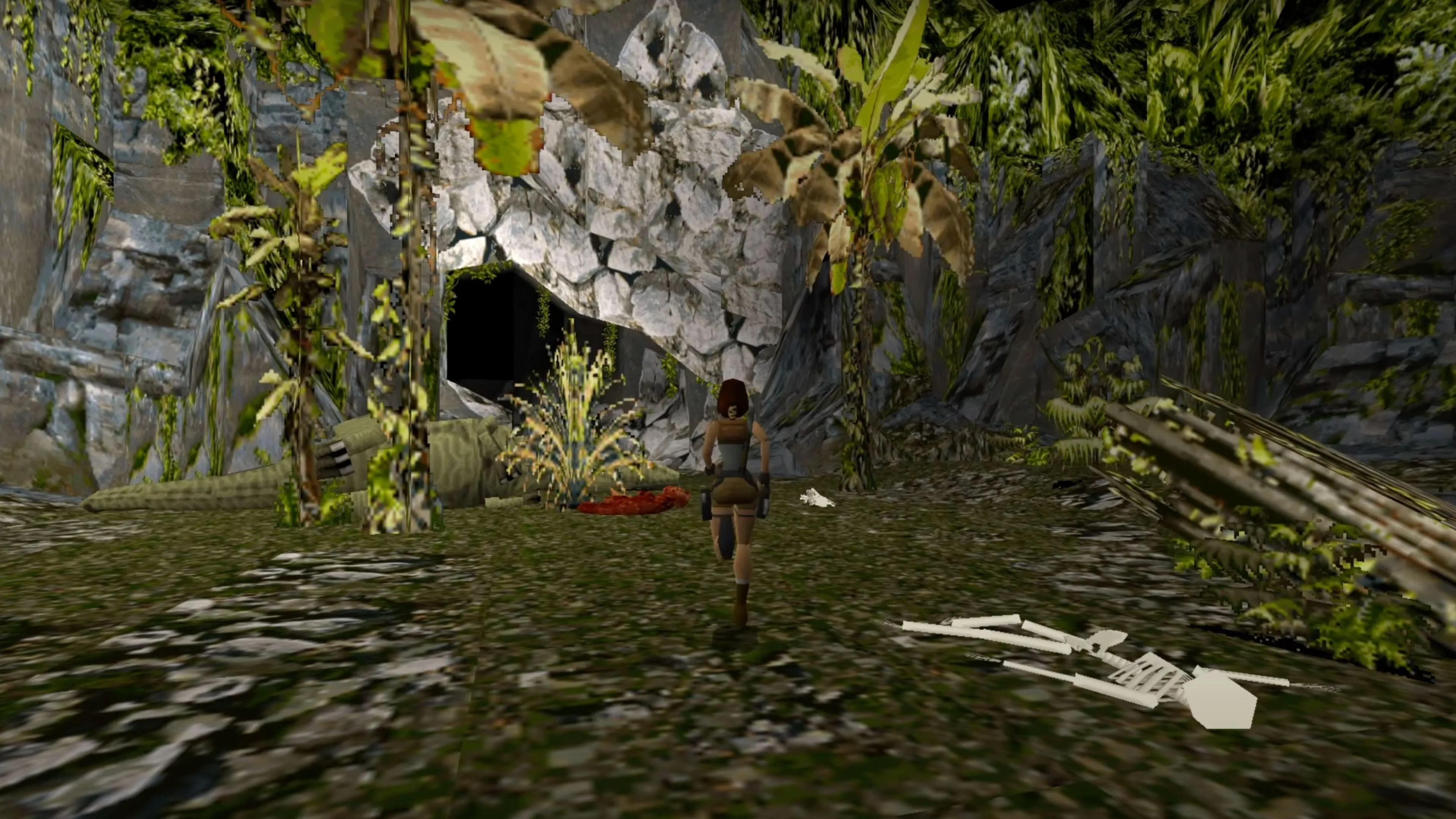 Lara Croft vượt qua chướng ngại vật trong phòng tập cá nhân tại biệt thự gia đình, thể hiện kỹ năng di chuyển