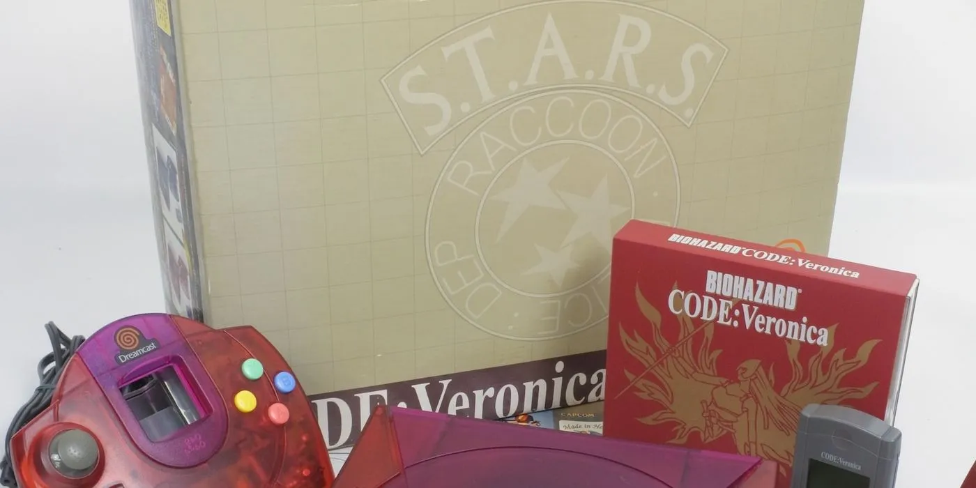 Máy Dreamcast phiên bản đặc biệt Biohazard Code: Veronica màu đỏ trong suốt cùng hộp đựng hiếm có biểu tượng S.T.A.R.S.