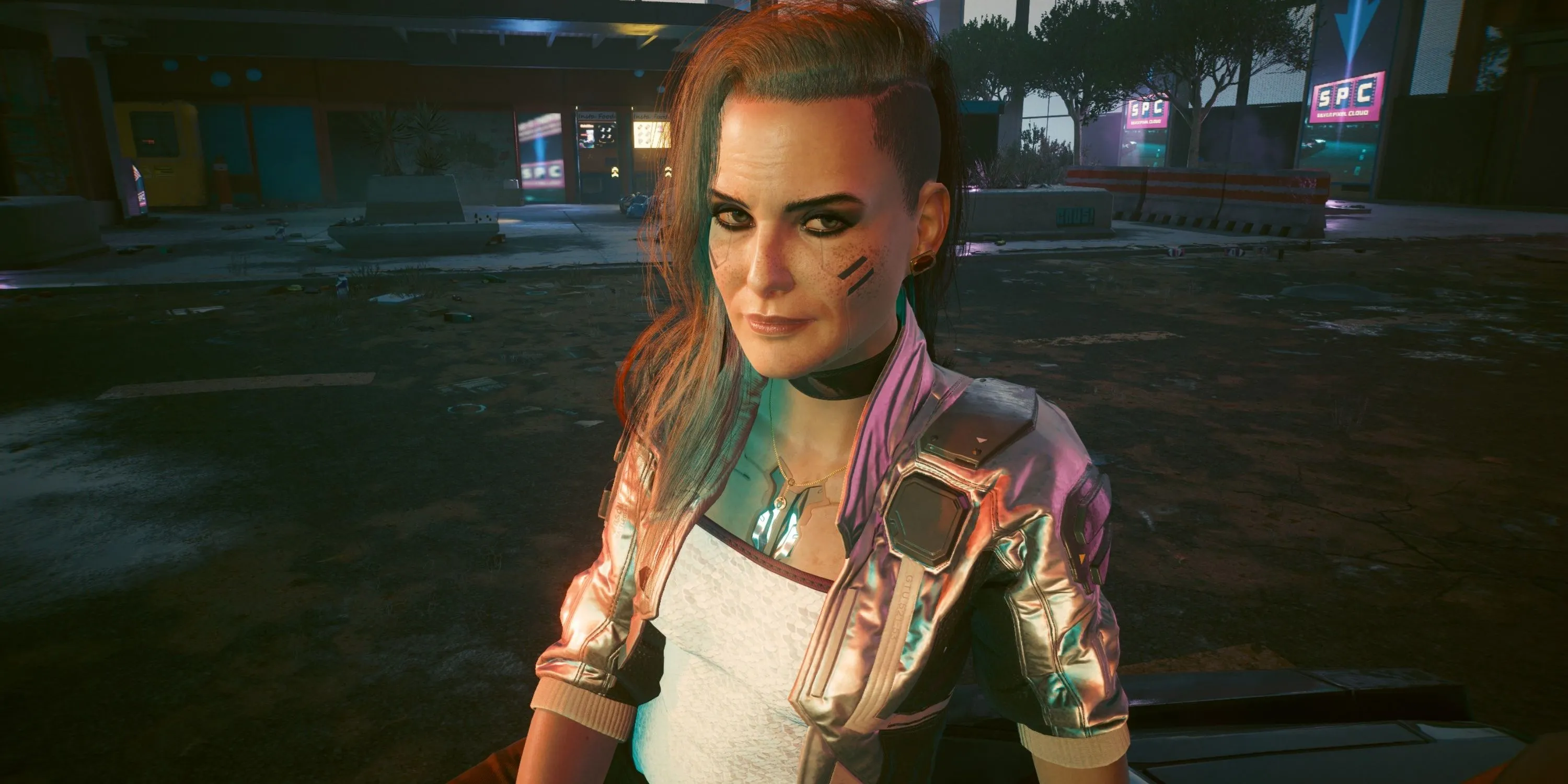 Mô tả cảnh tình cảm lãng mạn với Rogue trong Cyberpunk 2077