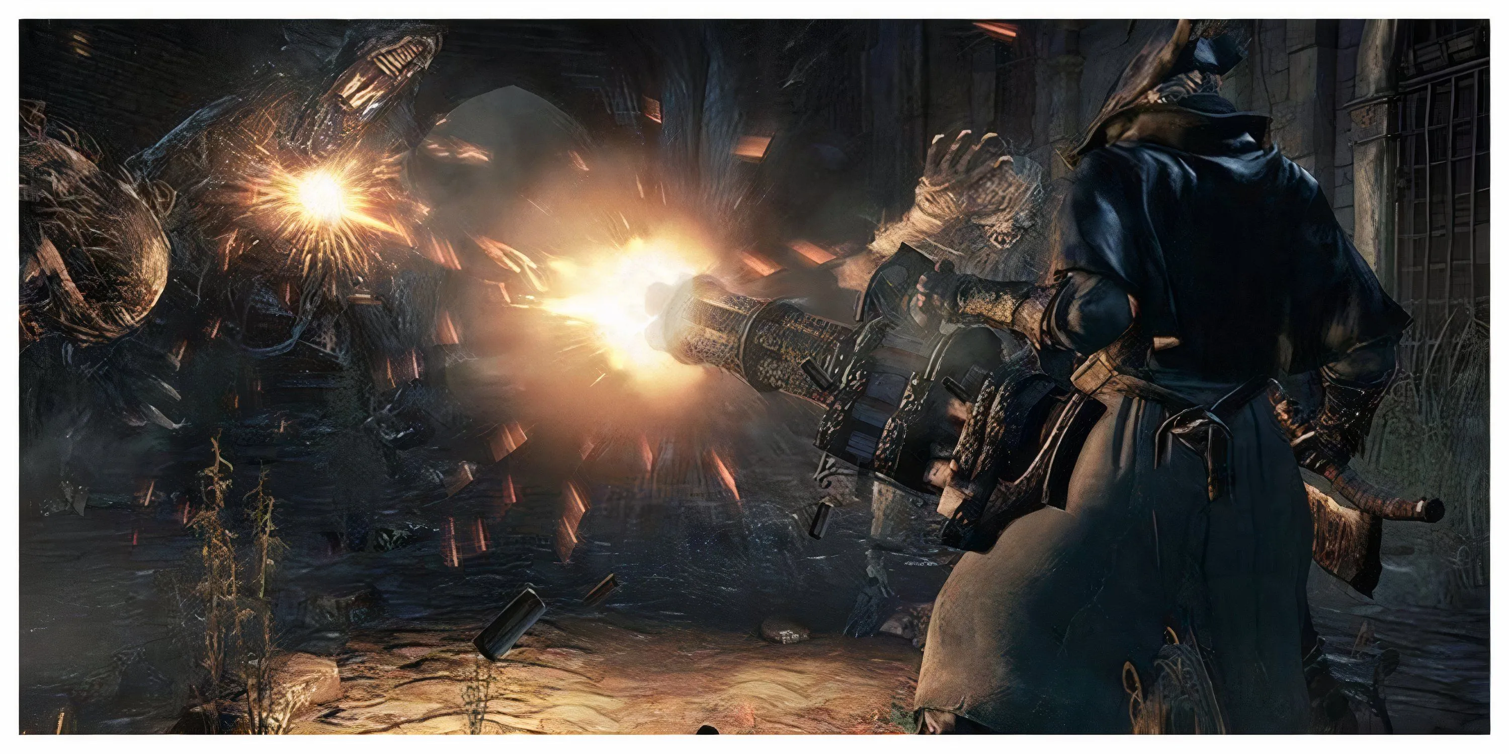 Mô tả kỹ năng bắn và gây choáng kẻ địch trong Bloodborne