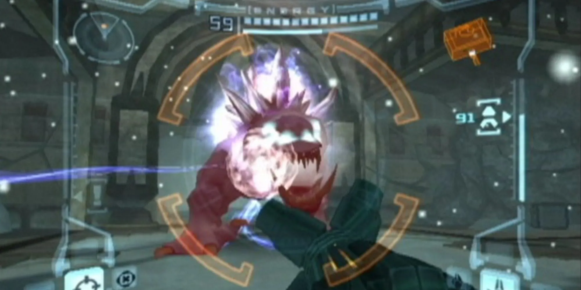 Một cảnh quan trong game Metroid Prime, thể hiện môi trường ngoài hành tinh chi tiết