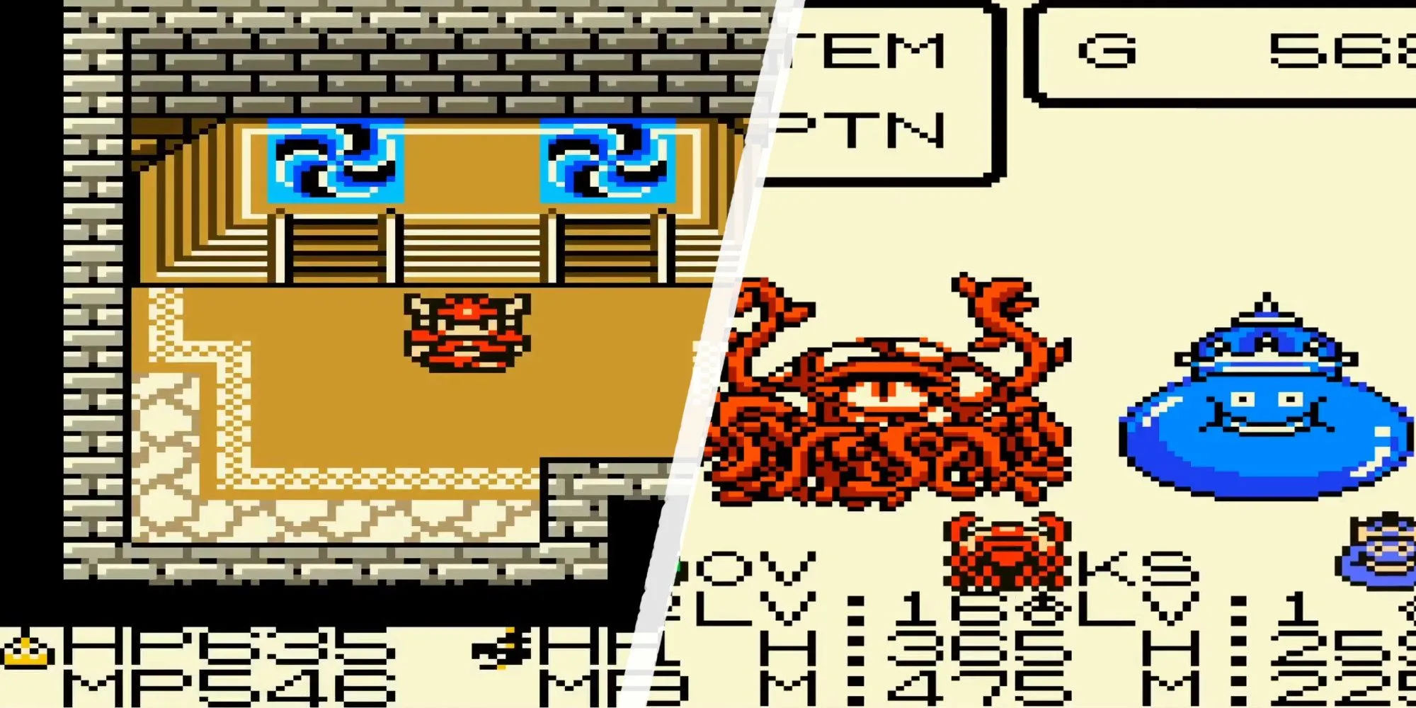 Một hầm ngục và quái vật trong game nhập vai Dragon Quest Monsters trên Game Boy Color