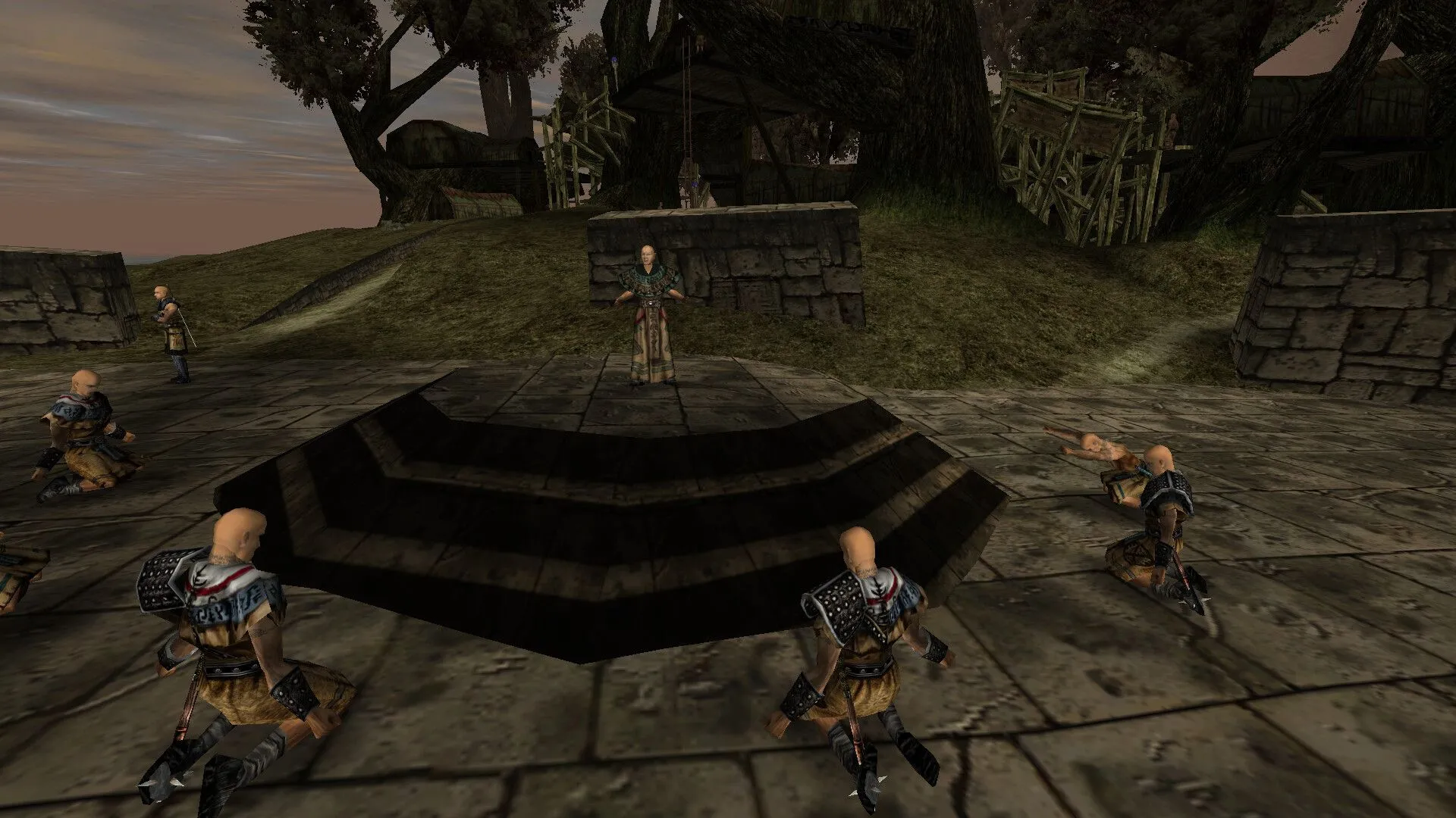 Một khung cảnh trong game Gothic, cho thấy môi trường game và nhân vật chính đối mặt với kẻ thù.