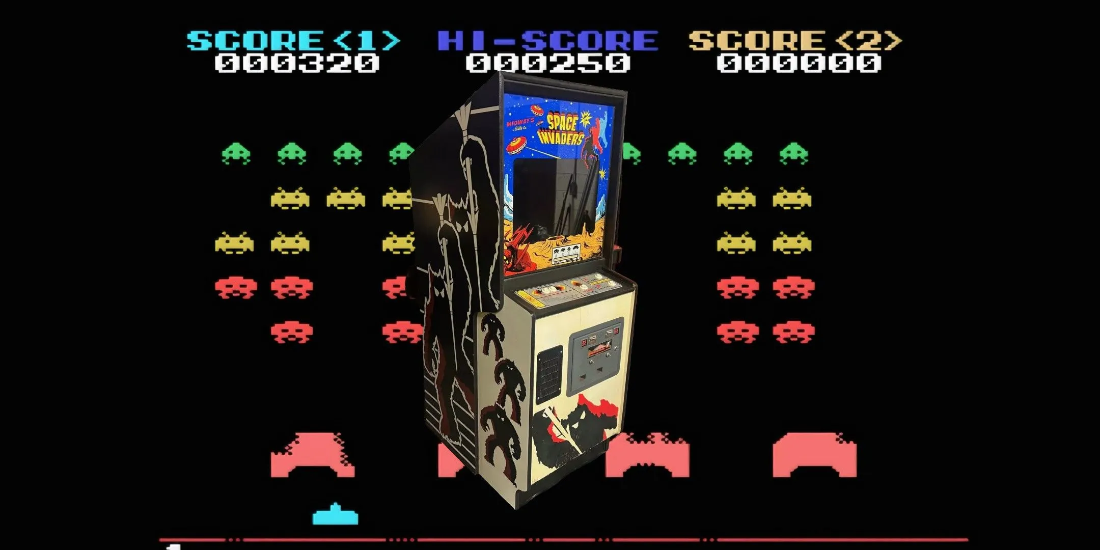 Một máy game thùng Space Invaders cổ điển, nơi khởi nguồn của tính năng bảng xếp hạng điểm cao trong lịch sử game.