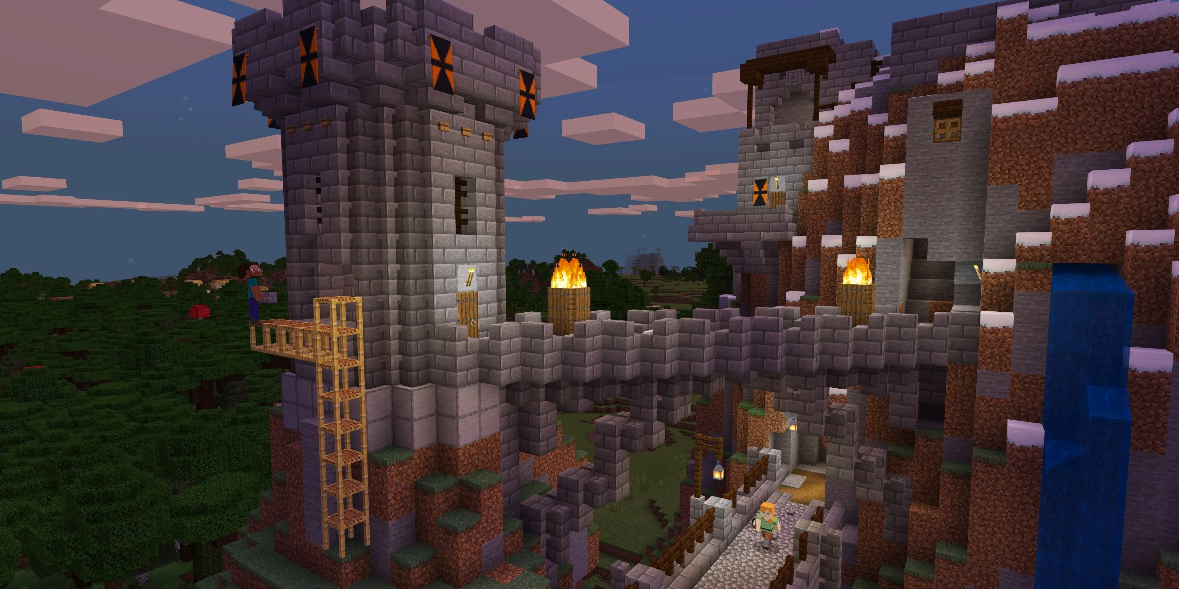 Một tòa lâu đài đồ sộ được xây dựng bởi người chơi trong Minecraft
