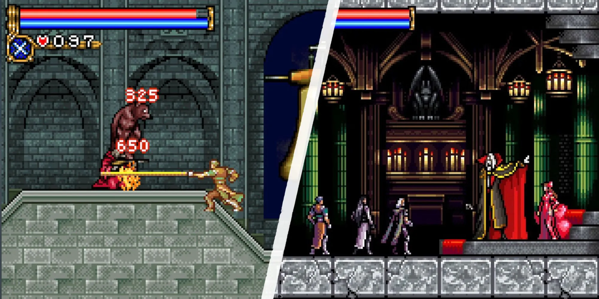 Nathan chiến đấu với Dracula trong game hành động Castlevania Circle Of The Moon trên Game Boy Advance