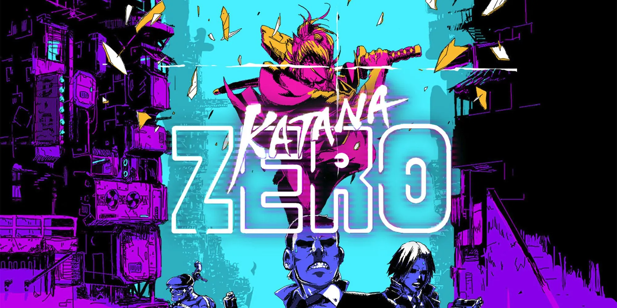 Nhân vật Zero tấn công một nhóm kẻ thù bằng kiếm trong Katana Zero