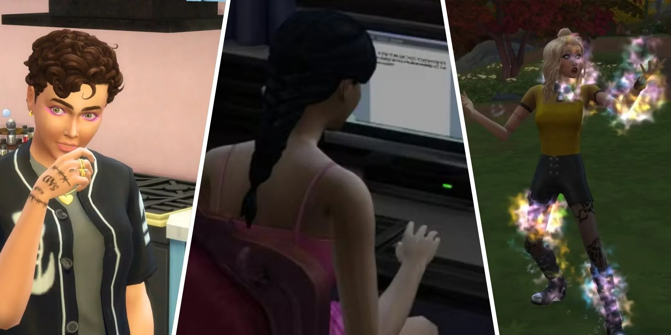 Những khoảnh khắc đặc trưng của Sim trong thế giới The Sims 4, minh họa cho lối chơi đa dạng.