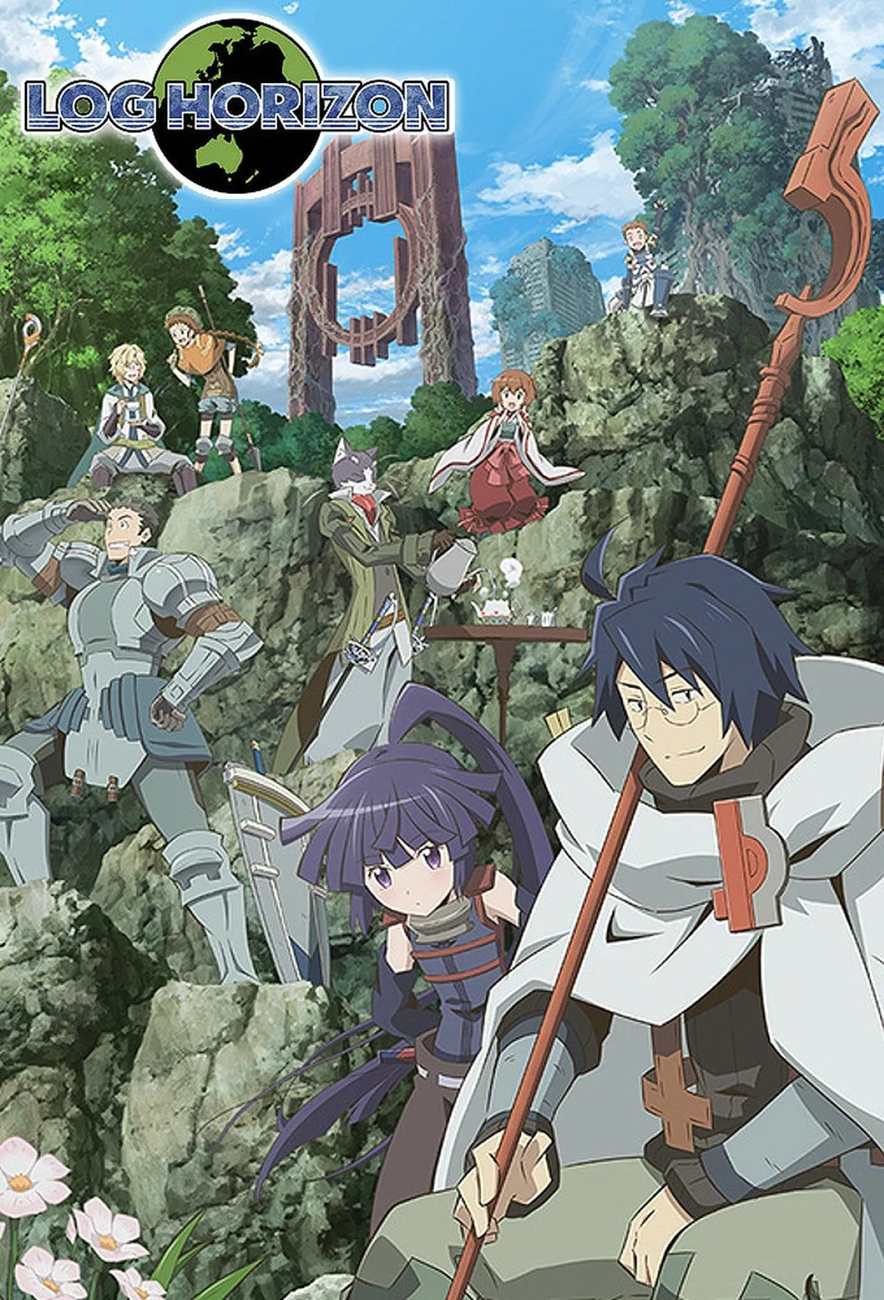 Poster anime Log Horizon với Shiroe lãnh đạo những người chơi mắc kẹt