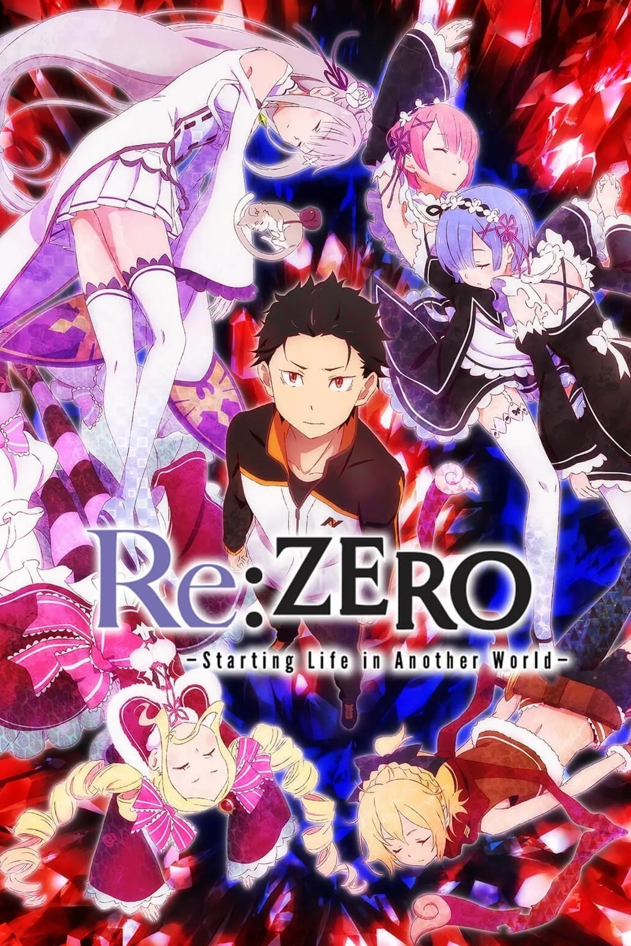 Poster anime Re:Zero -Starting Life in Another World- với Subaru và các nhân vật chủ chốt
