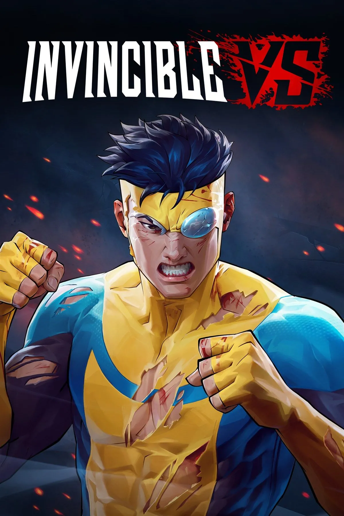 Poster quảng bá chính thức của game đối kháng Invincible VS, thể hiện các siêu anh hùng và ác nhân biểu tượng trong vũ trụ Invincible.