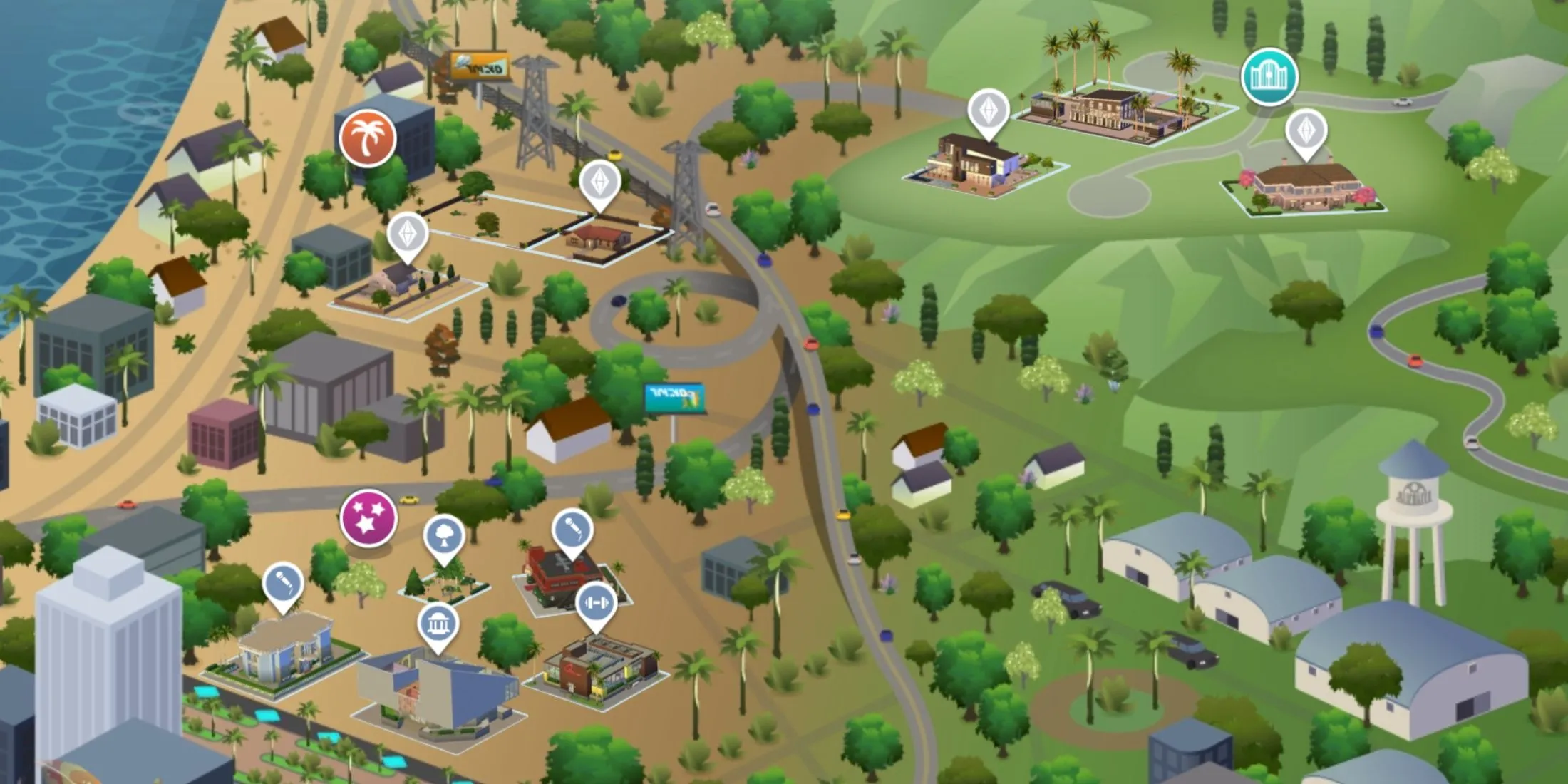 Quang cảnh thành phố Del Sol Valley lấy cảm hứng từ Los Angeles trong The Sims 4 Get Famous