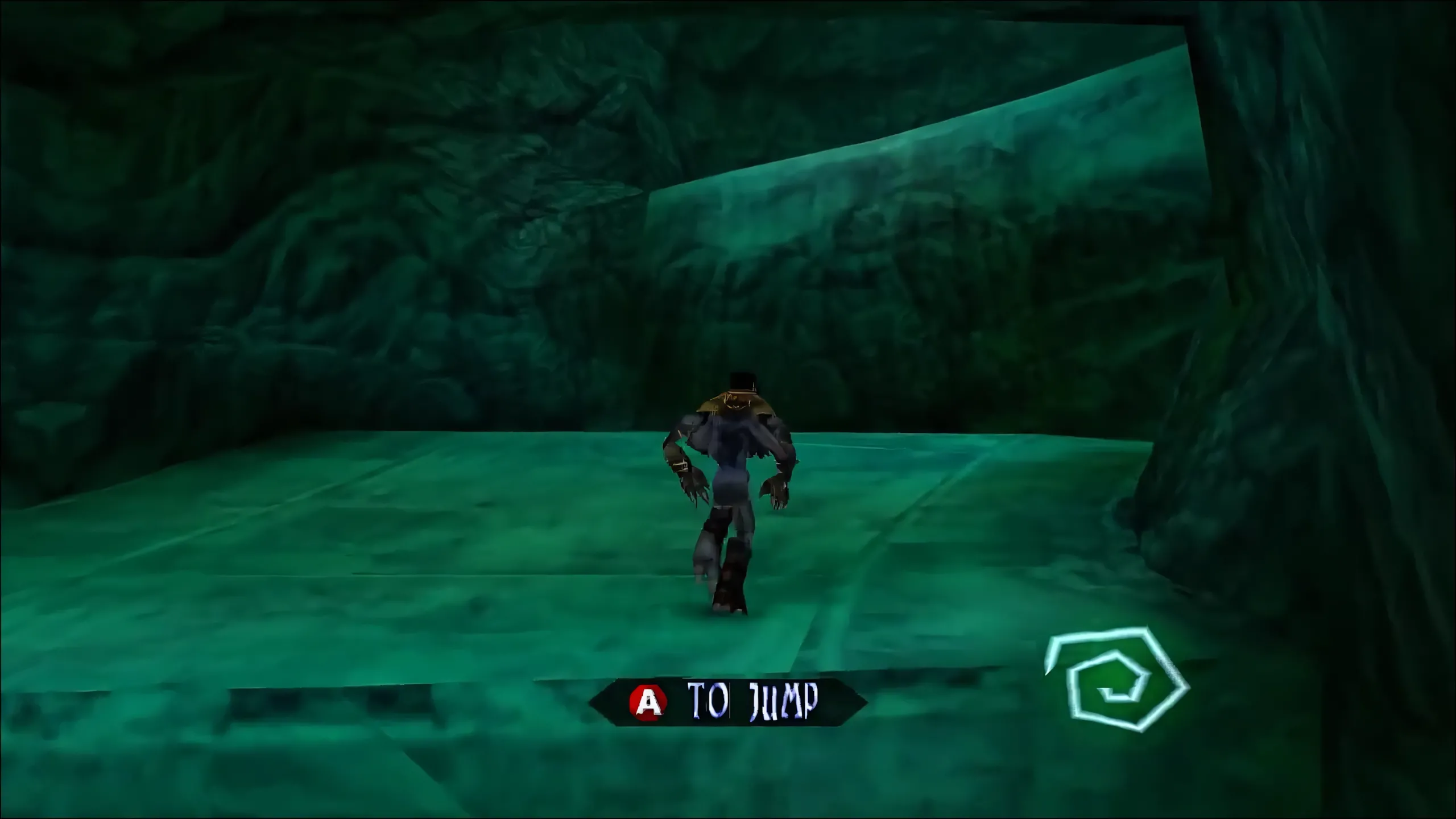 Raziel lướt qua kiến trúc Gothic đổ nát của The Abyss, thể hiện đồ họa ấn tượng của Soul Reaver trên PS1