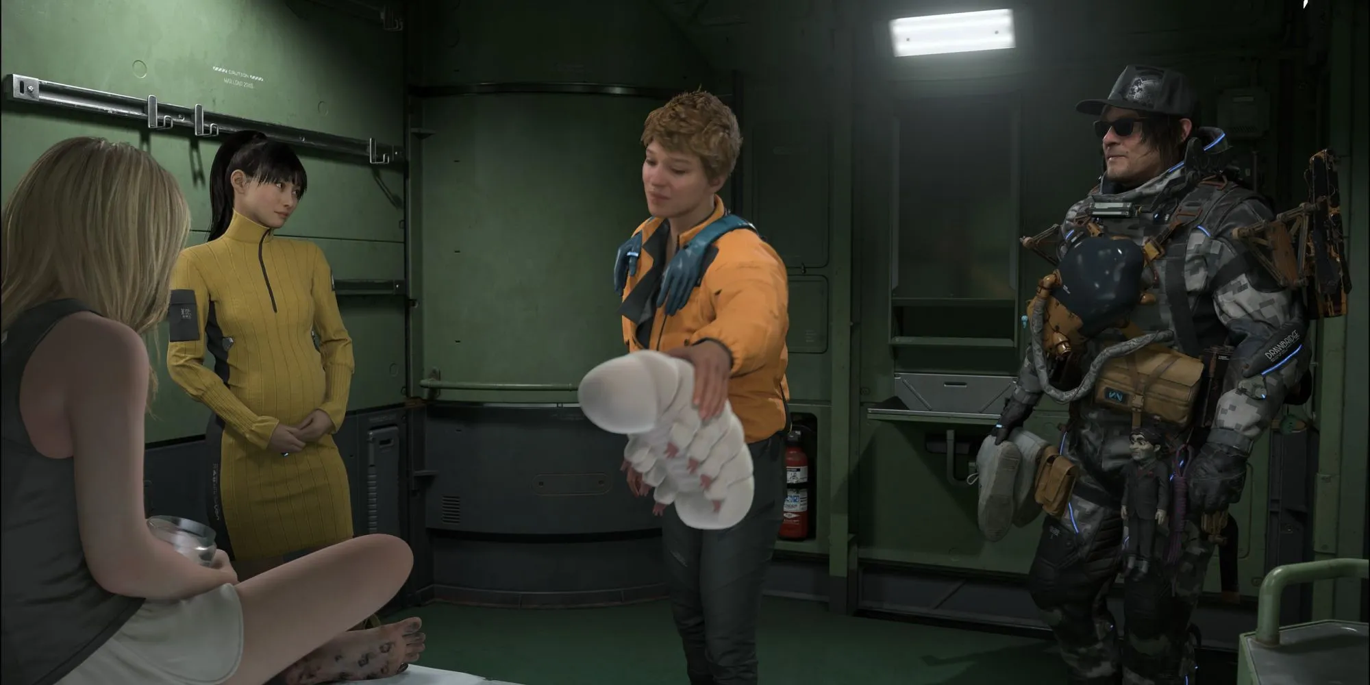 sam bridges và fragile nhìn về phía DHV Magellan trong death stranding 2