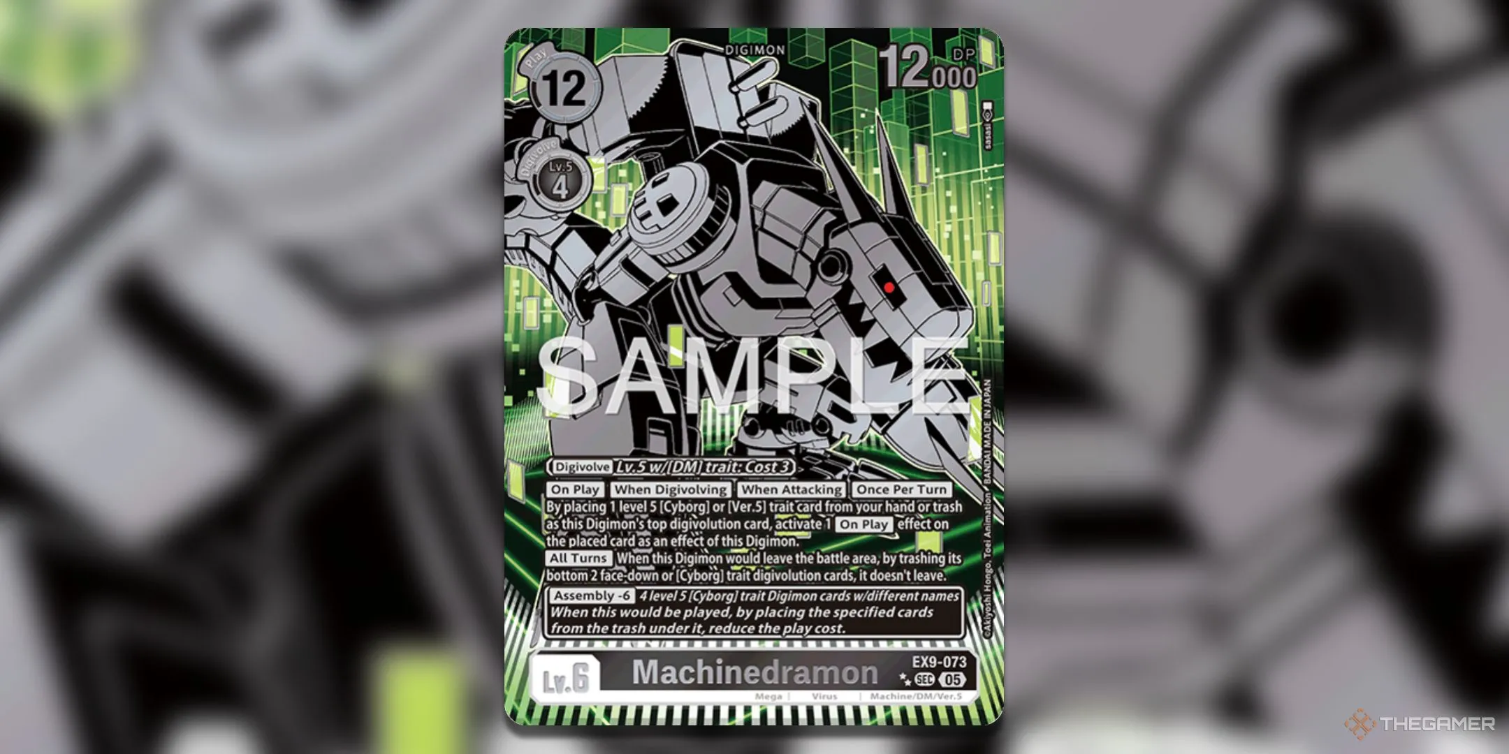 Thẻ bài Machinedramon phiên bản Rare Pull (RR) với hiệu ứng silver foil, thẻ đắt giá nhất bộ Digimon Card Game EX9 Versus Monsters