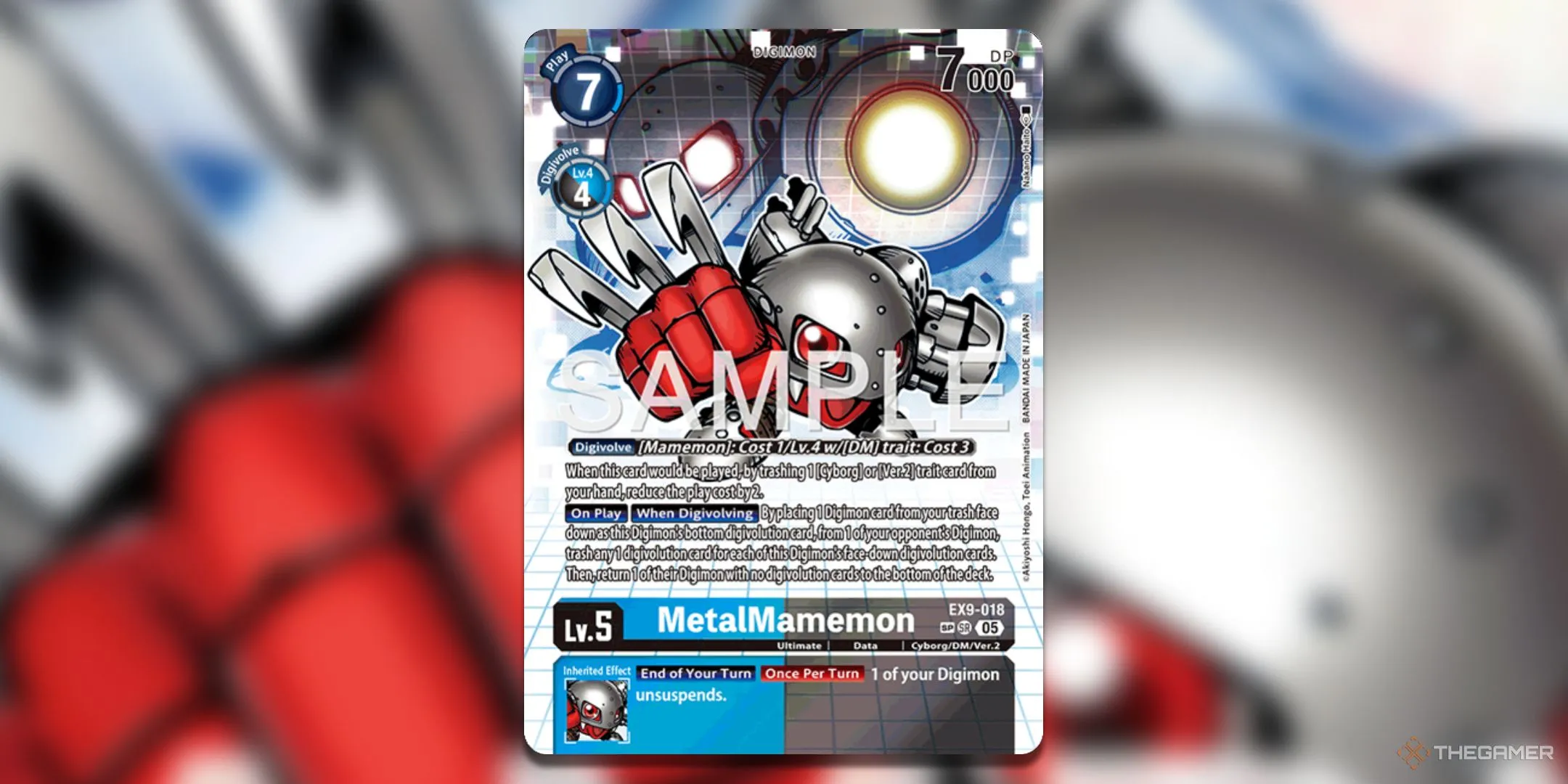 Thẻ bài MetalMamemon phiên bản Special Art (SP) mang phong cách chibi từ bộ Digimon Card Game EX9 Versus Monsters