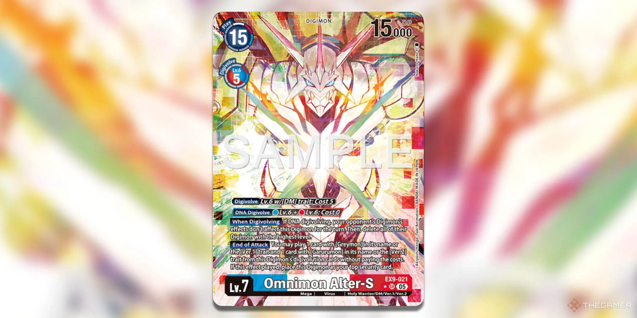 Thẻ bài Omnimon Alter-S phiên bản Alternate Art (AA) từ Digimon Card Game EX9 Versus Monsters, thể hiện sự kết hợp từ CresGarurumon và BlitzGreymon