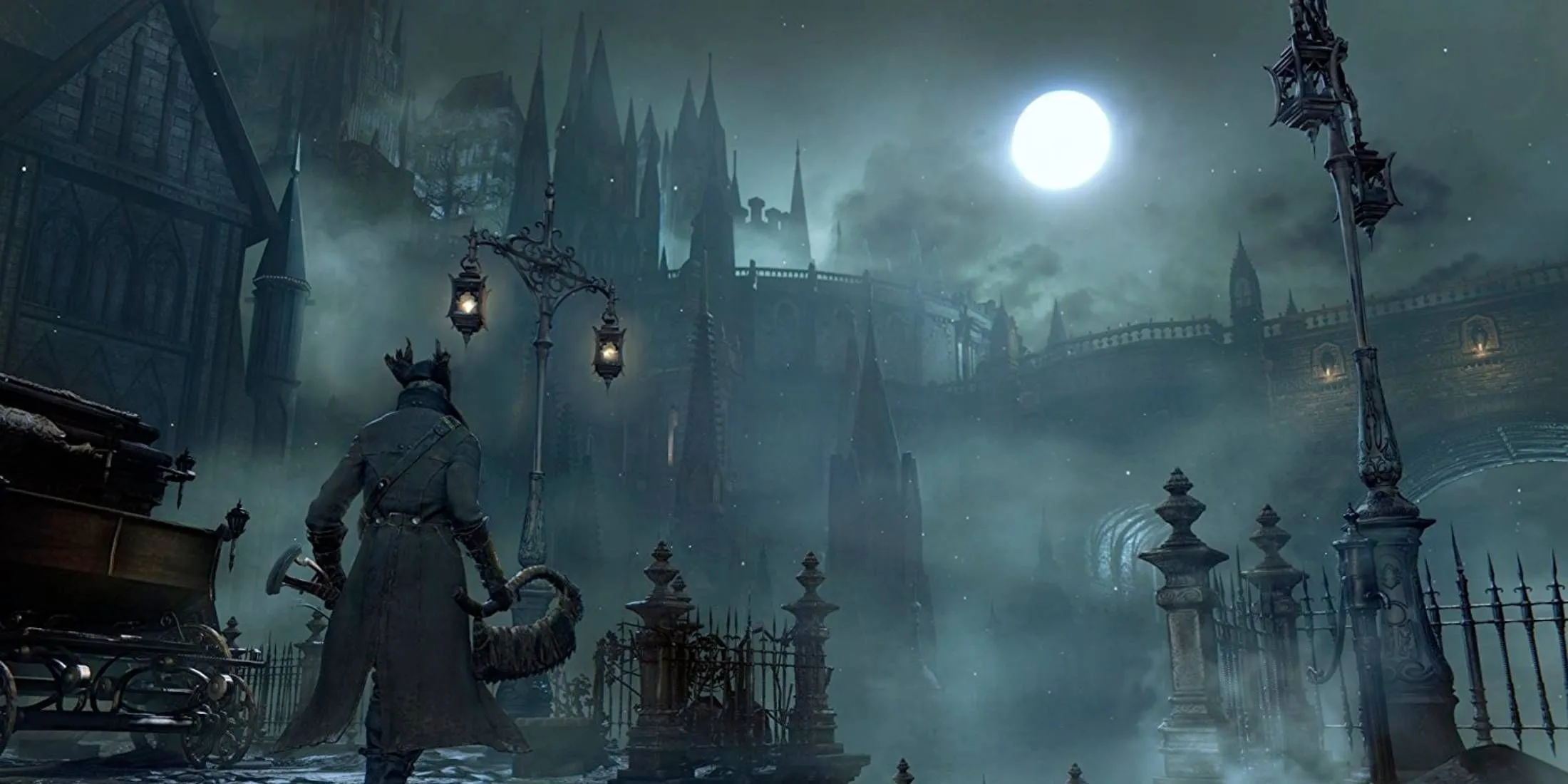 Thợ săn Bloodborne trong khung cảnh Yharnam u ám