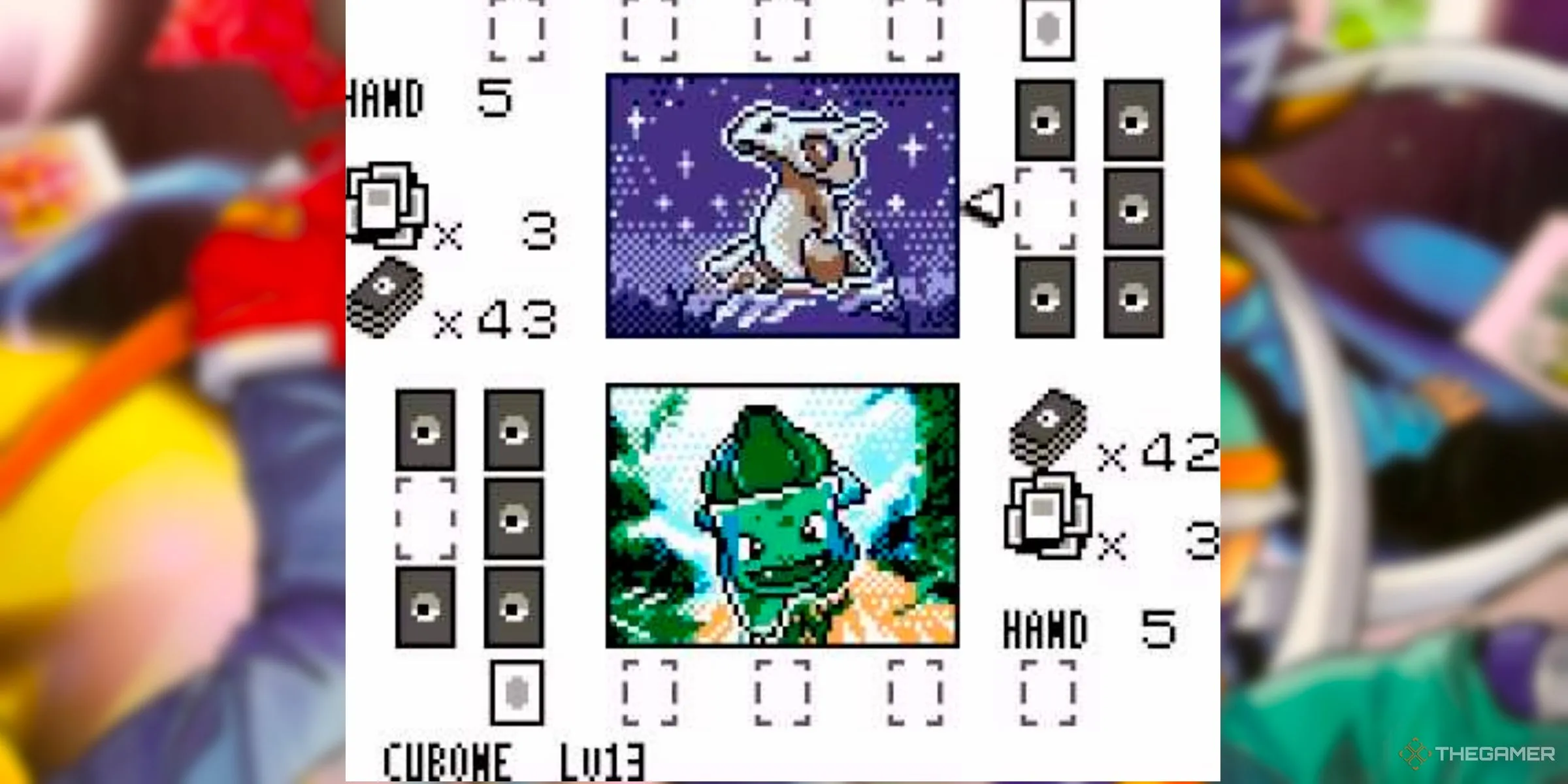 Trận đấu thẻ bài trong Pokémon Trading Card Game 2: The Invasion of Team GR! trên hệ máy Game Boy.