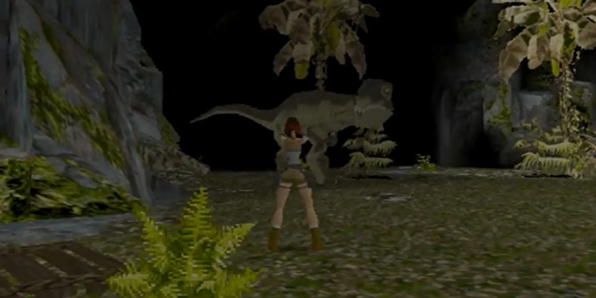 Trận đấu với khủng long bạo chúa T-Rex trong Tomb Raider PS1