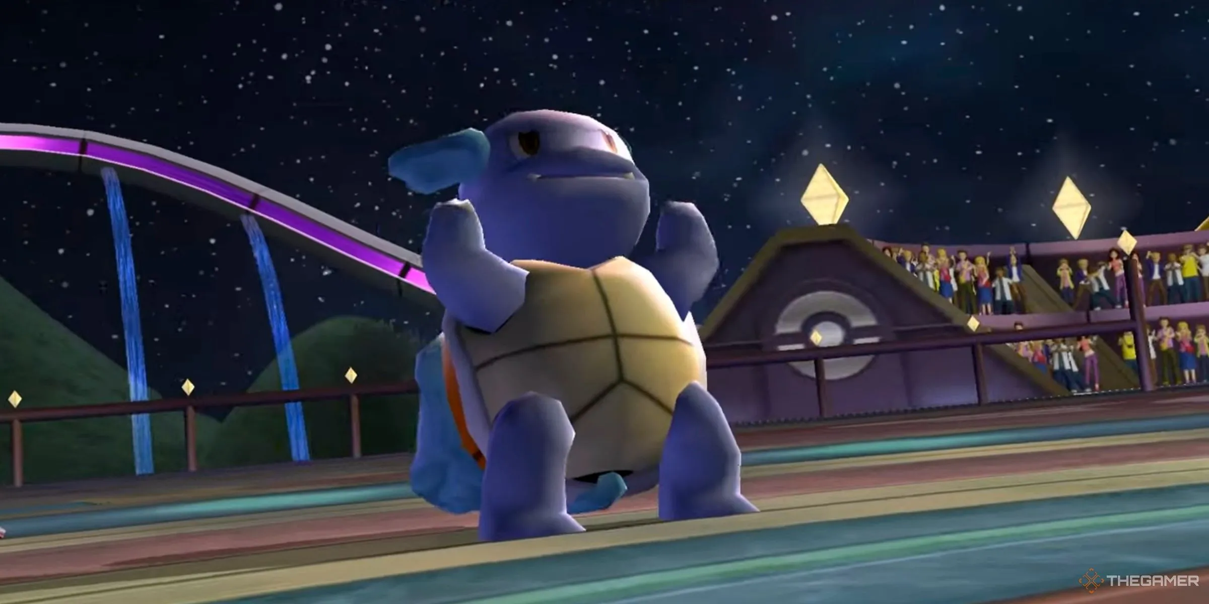 Wartortle sử dụng chiêu Water Pulse trong trận đấu nảy lửa của Pokémon Battle Revolution trên hệ máy Wii.